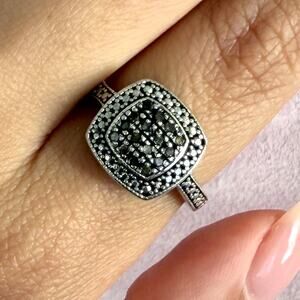 sterling silver pave diamond ring size 8.25